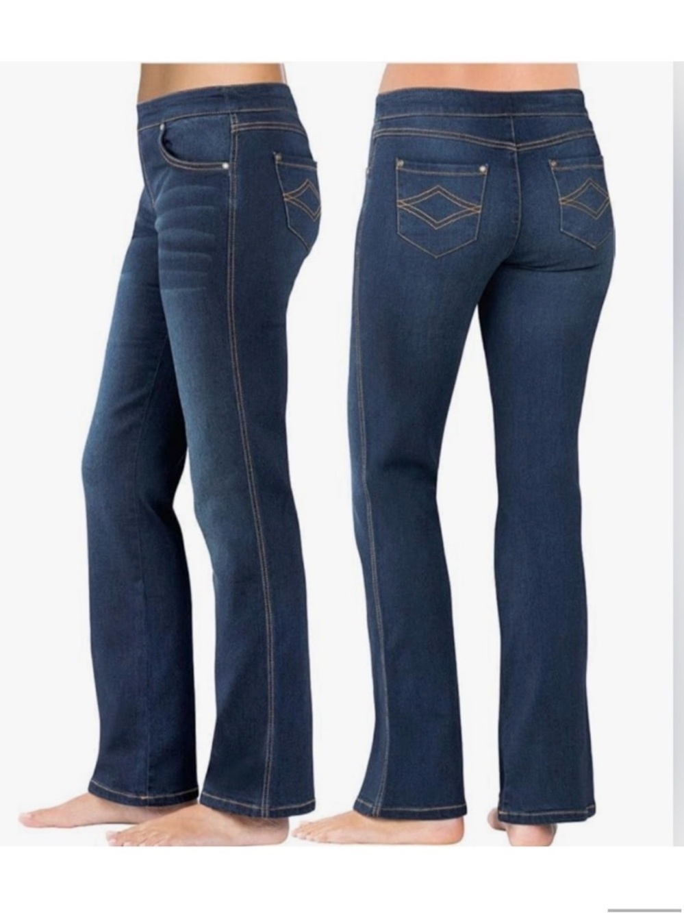 Pajama Jeans bootcut pull up elastic waist, medium wash blue, size S, NWT